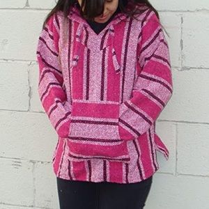 Pink Striped Baja Hoodie Jacket